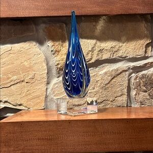 Artistic Blue Glass Teardrop Sculpture